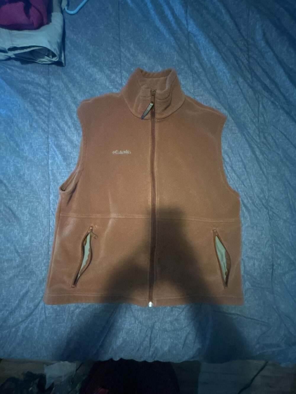 Columbia Sportswear Mens XL Brown Fleece Full Zip Outdoor Hiking Vest